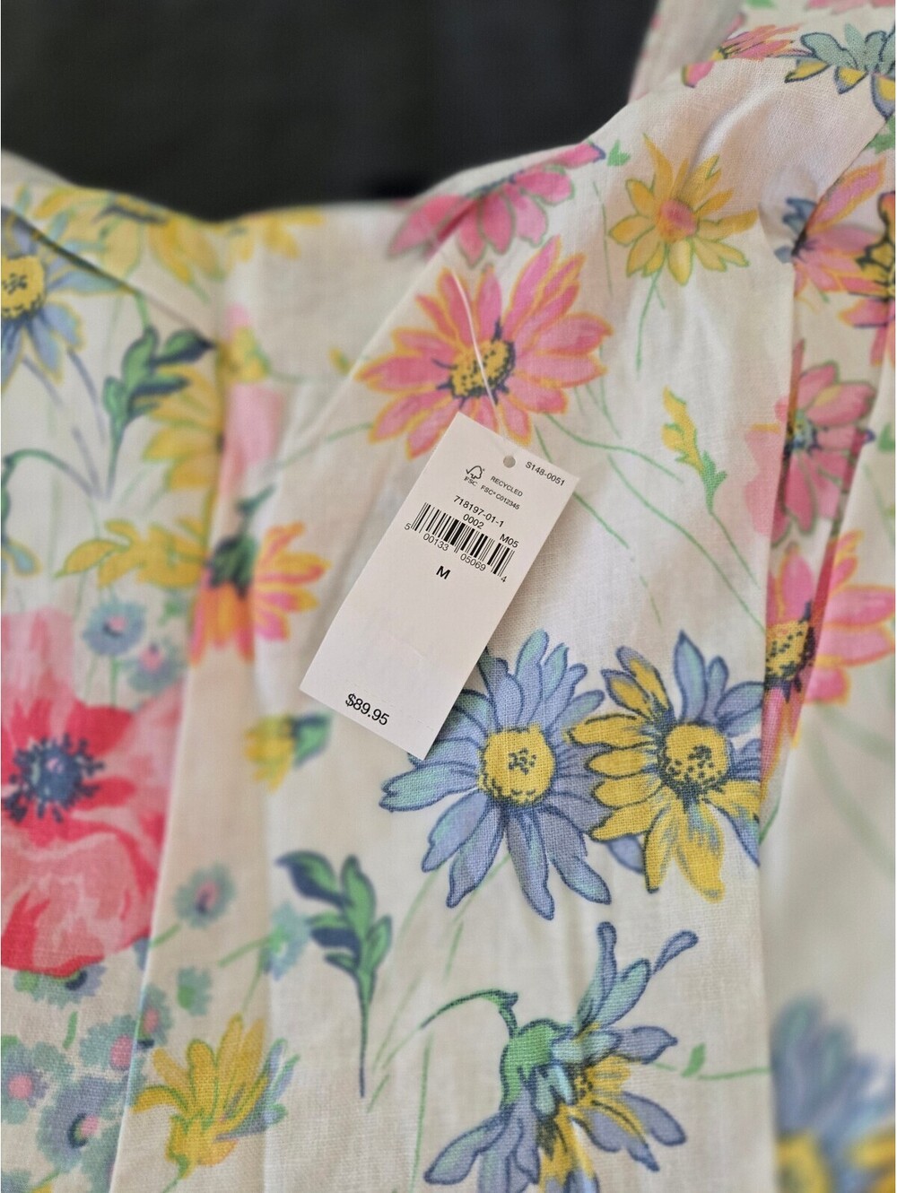 NWT Gap Linen-Blend Mini Dress Floral yellow pink white sundress MEDIUM - Picture 8 of 8